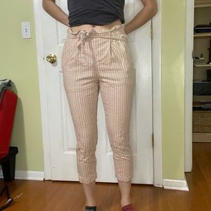 Pink and White Striped Pants